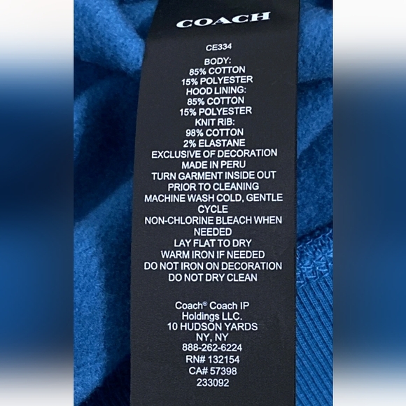 New COACH Gradient Men's Signature Hoodie Blue Sapphire Teal CE334 Sz XL - Picture 5 of 7